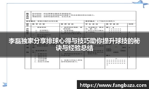 李磊独家分享排球心得与技巧助你提升球技的秘诀与经验总结